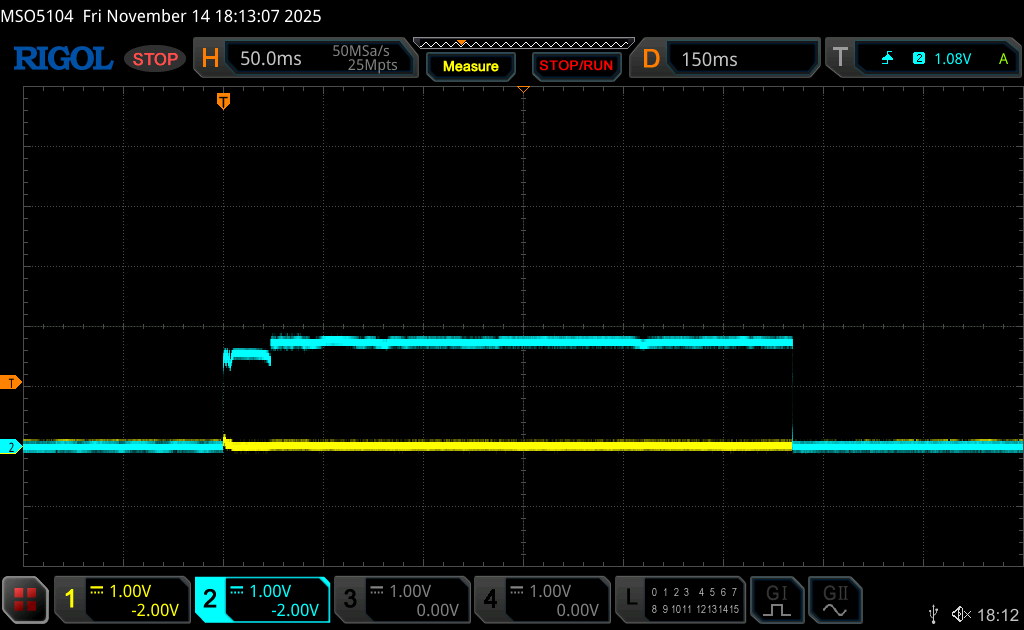 The button is shortly pressed with the self-holding circuit still off