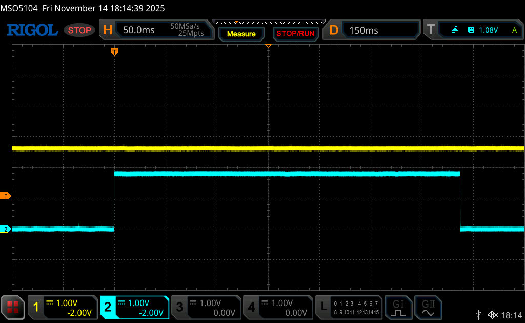 The button is shortly pressed with the self-holding circuit already active